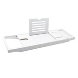 Maxbell Adjustable Premium Bamboo Bathtub Caddy Tray 29.53''~42.91'' Unique Gift White