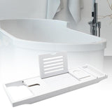 Maxbell Adjustable Premium Bamboo Bathtub Caddy Tray 29.53''~42.91'' Unique Gift White