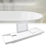 Maxbell Adjustable Premium Bamboo Bathtub Caddy Tray 29.53''~42.91'' Unique Gift White