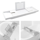 Maxbell Adjustable Premium Bamboo Bathtub Caddy Tray 29.53''~42.91'' Unique Gift White