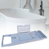 Maxbell Adjustable Premium Bamboo Bathtub Caddy Tray 29.53''~42.91'' Unique Gift Gray