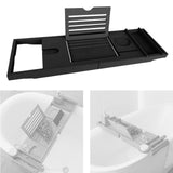 Maxbell Adjustable Premium Bamboo Bathtub Caddy Tray 29.53''~42.91'' Unique Gift Black