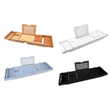 Maxbell Luxury Bamboo Bathtub Caddy Tray Bath Organizer Rack Bathtub Accessories bamboo color