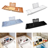 Maxbell Luxury Bamboo Bathtub Caddy Tray Bath Organizer Rack Bathtub Accessories bamboo color