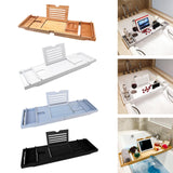 Maxbell Luxury Bamboo Bathtub Caddy Tray Bath Organizer Rack Bathtub Accessories bamboo color
