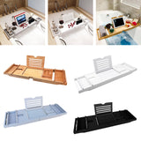 Maxbell Luxury Bamboo Bathtub Caddy Tray Bath Organizer Rack Bathtub Accessories bamboo color