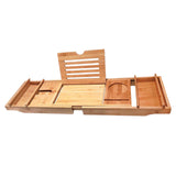 Maxbell Luxury Bamboo Bathtub Caddy Tray Bath Organizer Rack Bathtub Accessories bamboo color