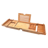 Maxbell Luxury Bamboo Bathtub Caddy Tray Bath Organizer Rack Bathtub Accessories bamboo color