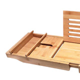 Maxbell Luxury Bamboo Bathtub Caddy Tray Bath Organizer Rack Bathtub Accessories bamboo color