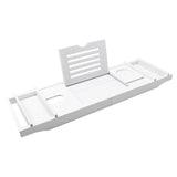 Maxbell Luxury Bamboo Bathtub Caddy Tray Bath Organizer Rack Bathtub Accessories white