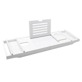 Maxbell Luxury Bamboo Bathtub Caddy Tray Bath Organizer Rack Bathtub Accessories white