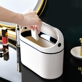 Maxbell Maxbell Multifunctional Desktop Trash Can with Lid for Tabletop Countertop Bedroom white