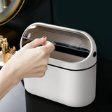 Maxbell Maxbell Multifunctional Desktop Trash Can with Lid for Tabletop Countertop Bedroom white