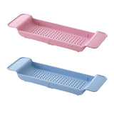 Maxbell Maxbell Bath Shelf Caddy Tray with Drain Hole Adjustable Length for Kitchen Pink