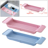 Maxbell Maxbell Bath Shelf Caddy Tray with Drain Hole Adjustable Length for Kitchen Pink