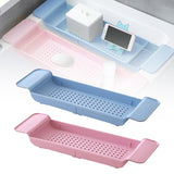 Maxbell Maxbell Bath Shelf Caddy Tray with Drain Hole Adjustable Length for Kitchen Pink