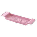 Maxbell Maxbell Bath Shelf Caddy Tray with Drain Hole Adjustable Length for Kitchen Pink