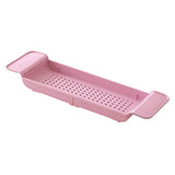 Maxbell Maxbell Bath Shelf Caddy Tray with Drain Hole Adjustable Length for Kitchen Pink