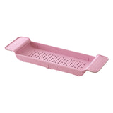 Maxbell Maxbell Bath Shelf Caddy Tray with Drain Hole Adjustable Length for Kitchen Pink