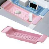 Maxbell Maxbell Bath Shelf Caddy Tray with Drain Hole Adjustable Length for Kitchen Pink