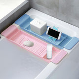 Maxbell Maxbell Bath Shelf Caddy Tray with Drain Hole Adjustable Length for Kitchen Pink