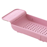 Maxbell Maxbell Bath Shelf Caddy Tray with Drain Hole Adjustable Length for Kitchen Pink