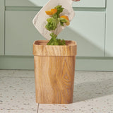 Maxbell Wood Grain Trash Can Reusable Wastebasket for Living Room Farmhouse A