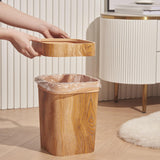 Maxbell Wood Grain Trash Can Reusable Wastebasket for Living Room Farmhouse A