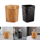 Maxbell Wood Grain Trash Can Reusable Wastebasket for Living Room Farmhouse A