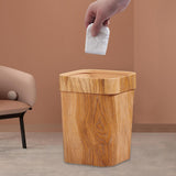 Maxbell Wood Grain Trash Can Reusable Wastebasket for Living Room Farmhouse A
