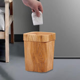Maxbell Wood Grain Trash Can Reusable Wastebasket for Living Room Farmhouse A