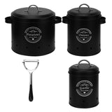 Maxbell 3 Pieces Potato Onion Garlic Canister Set Garlic Keeper Jars for Restaurant Black