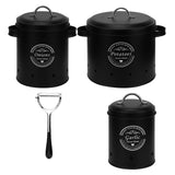 Maxbell 3 Pieces Potato Onion Garlic Canister Set Garlic Keeper Jars for Restaurant Black
