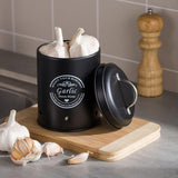 Maxbell 3 Pieces Potato Onion Garlic Canister Set Garlic Keeper Jars for Restaurant Black