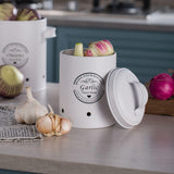 Maxbell 3 Pieces Potato Onion Garlic Canister Set Garlic Keeper Jars for Restaurant White