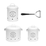 Maxbell 3 Pieces Potato Onion Garlic Canister Set Garlic Keeper Jars for Restaurant White
