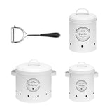 Maxbell 3 Pieces Potato Onion Garlic Canister Set Garlic Keeper Jars for Restaurant White
