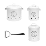 Maxbell 3 Pieces Potato Onion Garlic Canister Set Garlic Keeper Jars for Restaurant White