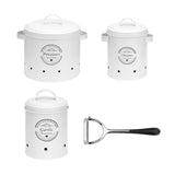 Maxbell 3 Pieces Potato Onion Garlic Canister Set Garlic Keeper Jars for Restaurant White