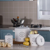 Maxbell 3 Pieces Potato Onion Garlic Canister Set Garlic Keeper Jars for Restaurant White