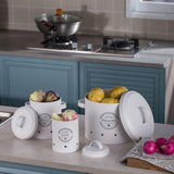 Maxbell 3 Pieces Potato Onion Garlic Canister Set Garlic Keeper Jars for Restaurant White