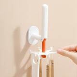 Maxbell Wall Mounted Kitchen Utensil Hook 6 Hooks Door Hook for Home Cabinet White and Orange