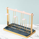 Maxbell Stylish Iron Mug Holder Cup Rack 6 Protective Hooks for Bottles Countertop Aureate