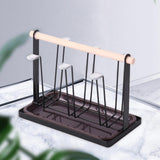 Maxbell Stylish Iron Mug Holder Cup Rack 6 Protective Hooks for Bottles Countertop Black