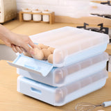 Maxbell Egg Holder Large Capacity Portable with Lid Stackable for Refrigerator Blue