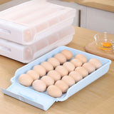 Maxbell Egg Holder Large Capacity Portable with Lid Stackable for Refrigerator Blue