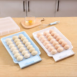 Maxbell Egg Holder Large Capacity Portable with Lid Stackable for Refrigerator Blue
