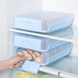 Maxbell Egg Holder Large Capacity Portable with Lid Stackable for Refrigerator Blue
