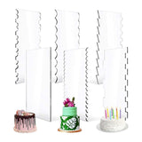 Maxbell 6 Pieces Transparent Acrylic Cake Scraper Patterned Edge Scraper for Wedding