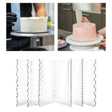 Maxbell 6 Pieces Transparent Acrylic Cake Scraper Patterned Edge Scraper for Wedding